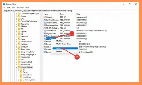 Disable system-wide network proxy using Registry Editor  5