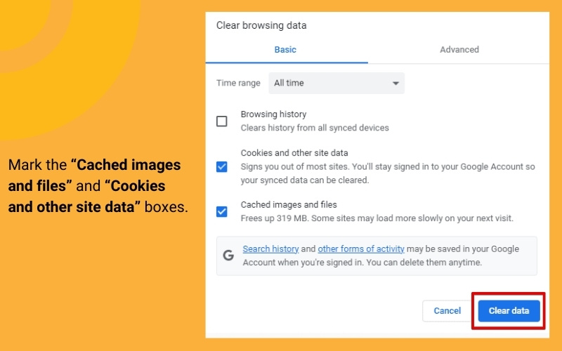 Select Data Types to Clear